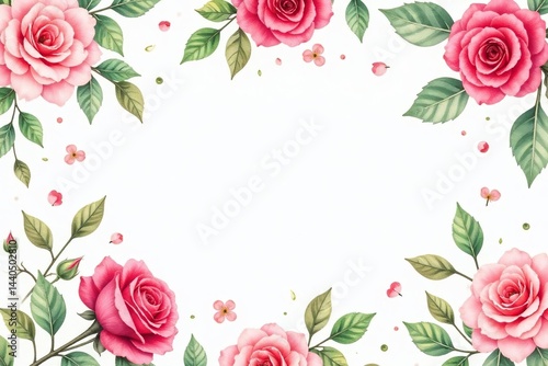 Wallpaper Mural Delicate watercolor roses & leaves, repeating seamlessly , design element, elegant Torontodigital.ca