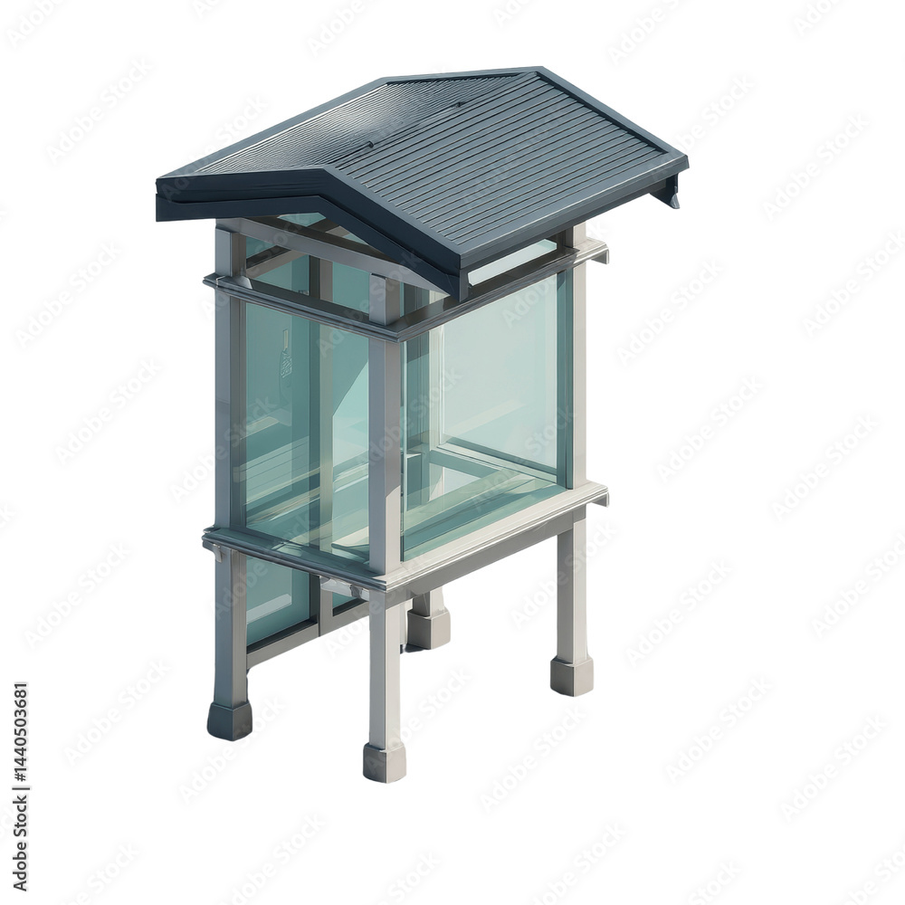 Modern Glass and Metal Bus Shelter Design with Grey Roof Modern Glass and Metal Bus Shelter Design with Grey Roof