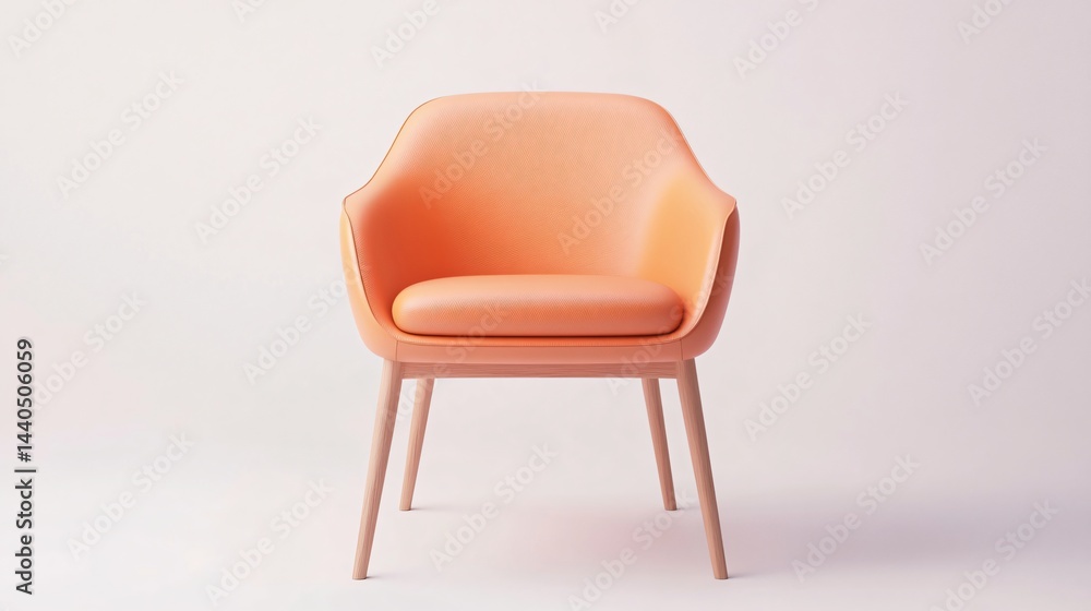 Obraz premium Modern orange armchair, stylish and inviting design, perfect for contemporary living spaces, minimalist aesthetic highlights comfort.