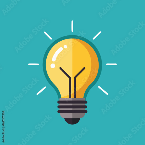 Minimalist Light Bulb Vector Illustration Design on Blue Background