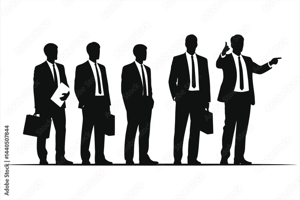 Vector Silhouette of a business team, likely in a presentation setting./Business Team in Silhouette, Presenting Ideas.. Vector Silhouette of a business team, likely in a presentation setting./Business Team in Silhouette, Presenting Ideas..