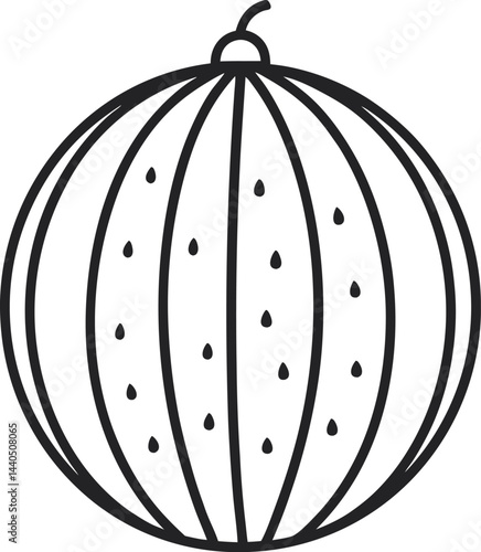  Watermelon Line Art Vector – Minimal Black and White Illustration on White Background"