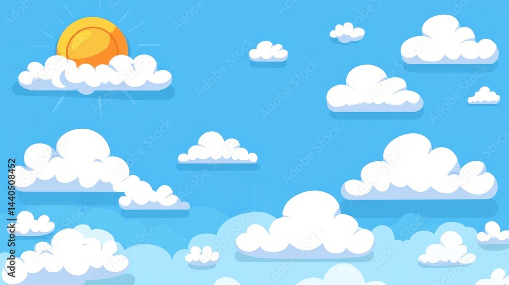 Sunny cartoon sky with fluffy white clouds. (1) Sunny cartoon sky with fluffy white clouds. (1)