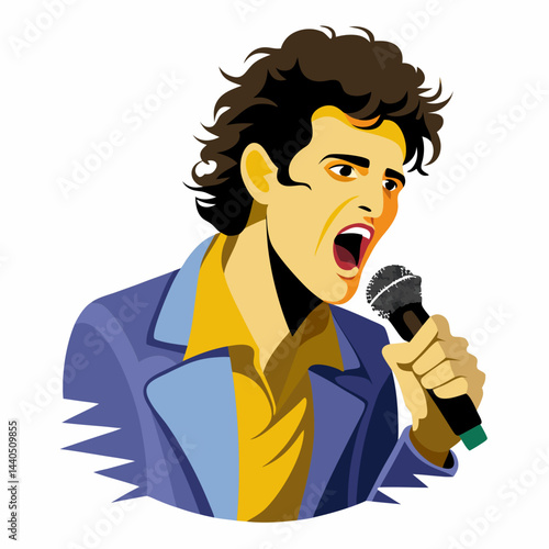 man singing into microphone