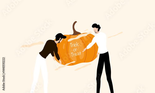 Spooky Halloween Pumpkins and Bats with Bone Elements in Fun Cartoon Design