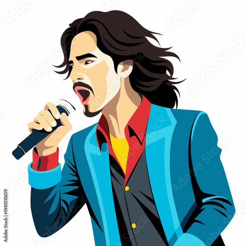 man singing into microphone