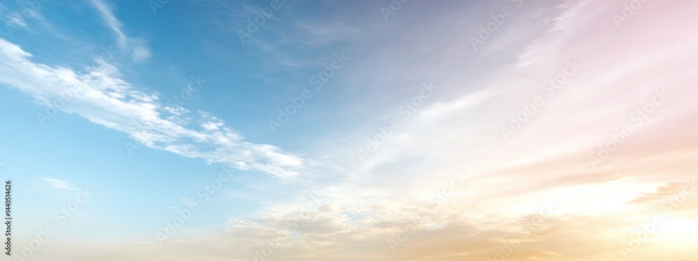 Obraz premium the bright and clear sky as the sunlight dances across the clouds, offering a mesmerizing sunrise or sunset that transforms the atmosphere of every morning and evening in nature