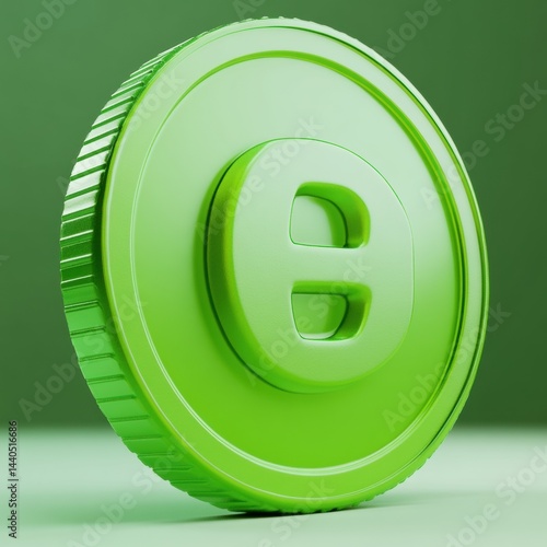 Green coin with capital letter c