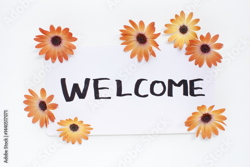 Wallpaper Mural 花で飾ったカード「ウェルカム」テキスト Torontodigital.ca