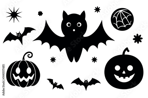    Cute Halloween elements vector illustration.
