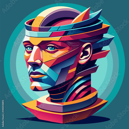Abstract Human Head Layered Concept