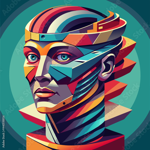 Abstract Human Head Layered Concept