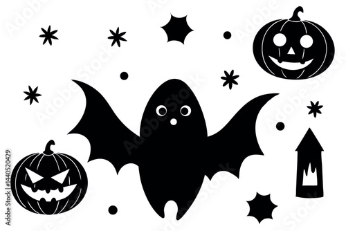    Cute Halloween elements vector illustration.
