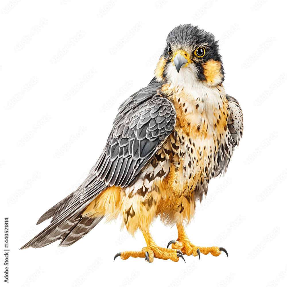 Watercolor illustration of a falcon perfect for rebg 7 design use.