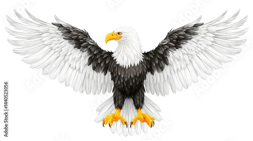 Obraz na płótnie A regal bald eagle soars with its wings spread wide, perfect for . w salonie