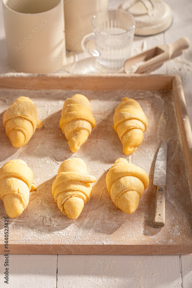 Homemade french croissants made of fresh ingredients
