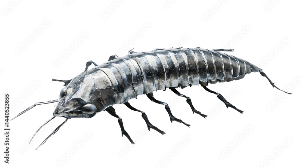 Shiny Silverfish Isolated on White Background - Detailed Macro Photography Shiny Silverfish Isolated on White Background - Detailed Macro Photography