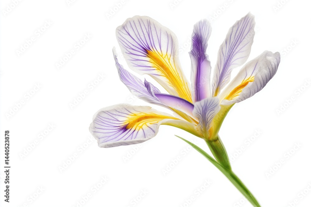 Fototapeta premium Beautiful Iris Flower with White Background Showcasing Delicate Petals and Vibrant Colors