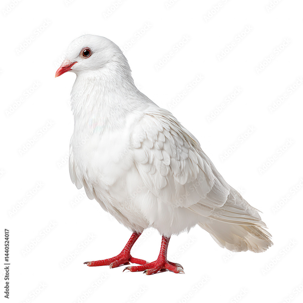 Isolated white pigeon poses gracefully for rebg 57 design element.