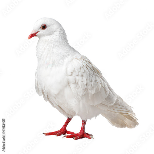Obraz na płótnie Isolated white pigeon poses gracefully for rebg 57 design element. w salonie