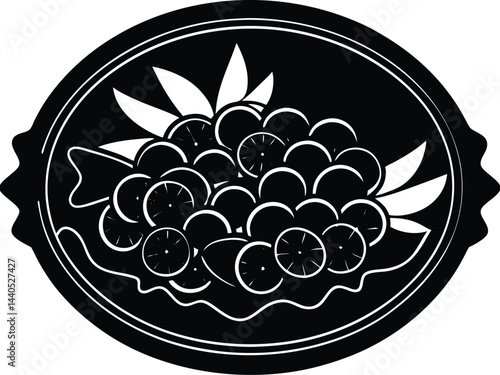 A ceviche plate silhouette white background