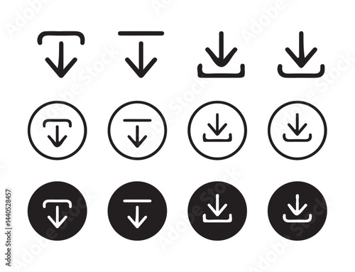Download button icon set. Arrow download symbols. download and upload icon. Download icon files. Software download icon . Web icon set . Icons collection. Vector illustration eps 10.