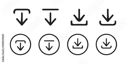Download button icon set. Arrow download symbols. download and upload icon. Download icon files. Software download icon . Web icon set . Icons collection. Vector illustration eps 10.