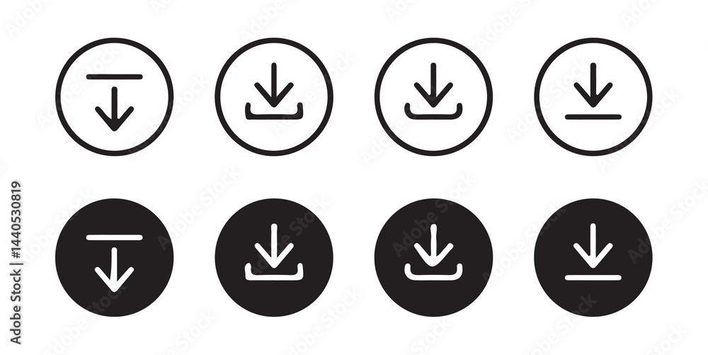 Download icon set. Download button collection. File download icon vector. File download and upload icon symbol in line and flat style on white background. Vector illustration eps 10. Download icon set. Download button collection. File download icon vector. File download and upload icon symbol in line and flat style on white background. Vector illustration eps 10.