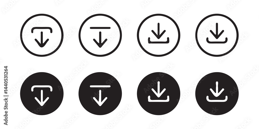 Download icon set. Download button collection. File download icon vector. File download and upload icon symbol in line and flat style on white background. Vector illustration eps 10. Download icon set. Download button collection. File download icon vector. File download and upload icon symbol in line and flat style on white background. Vector illustration eps 10.