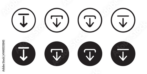 Download icon set. Download button collection. File download icon vector. File download and upload icon symbol in line and flat style on white background. Vector illustration eps 10.