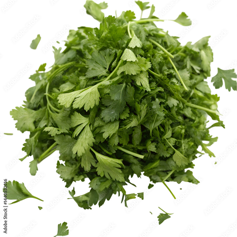 Obraz premium Chopped parsley isolated on transparent background