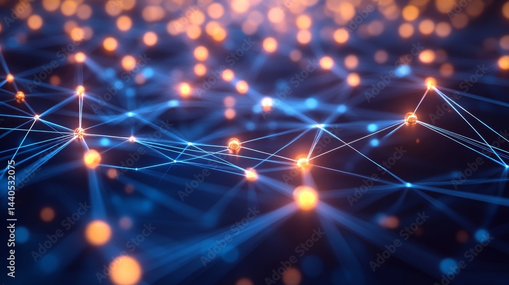 Illuminating connections network visualization in digital space abstract art blue and orange ambient futuristic viewpoint Illuminating connections network visualization in digital space abstract art blue and orange ambient futuristic viewpoint
