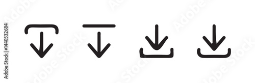 Download icon set. Download button collection. File download icon vector. File download and upload icon symbol in line and flat style on white background. Vector illustration eps 10.