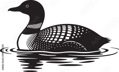 Common loon bird silhouette vector illustration. duck silhouette vector
