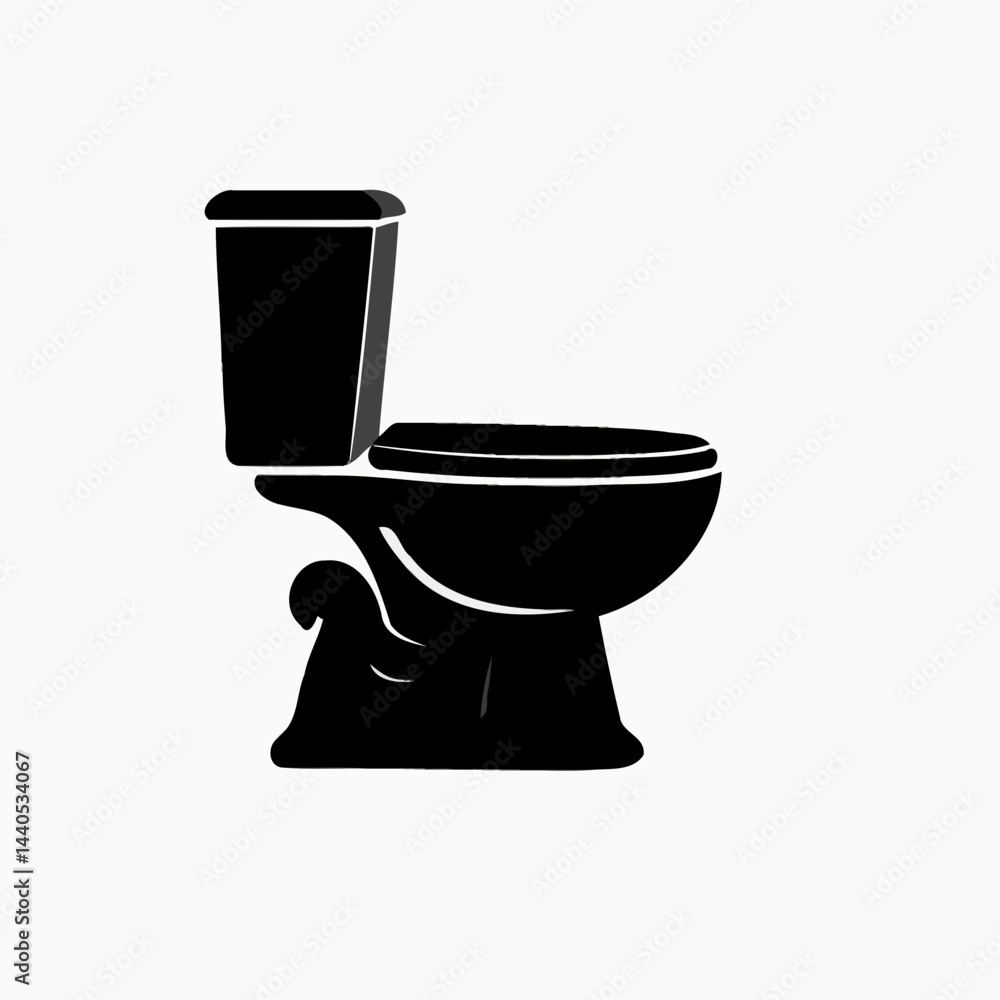 Black toilet illustration on a light background Black toilet illustration on a light background