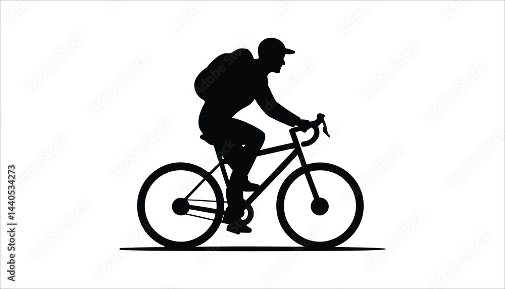 Obraz premium Cyclist with Backpack Riding a Bicycle Vector Illustration