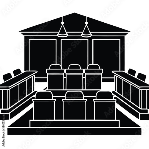isolated courtroom layout on white background