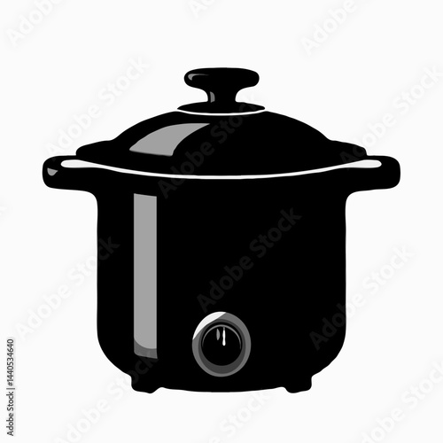 Illustration of a multicooker for cooking in a black style for use in the kitchen