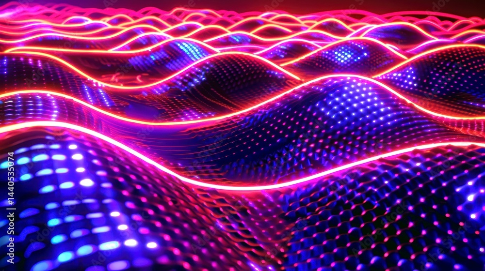 Abstract Pink Blue Neon Light Waves Digital Art Background red glow vivid color style lines curve Abstract Pink Blue Neon Light Waves Digital Art Background red glow vivid color style lines curve
