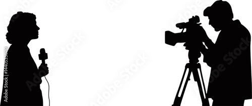 news reporter silhouette vector