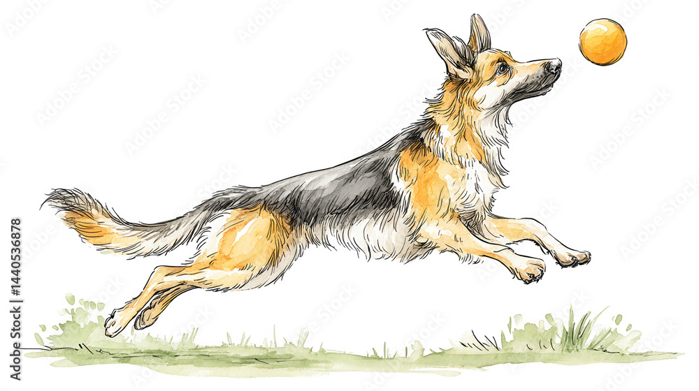 A graphic illustration of a leaping dog is perfect for rebg 312.