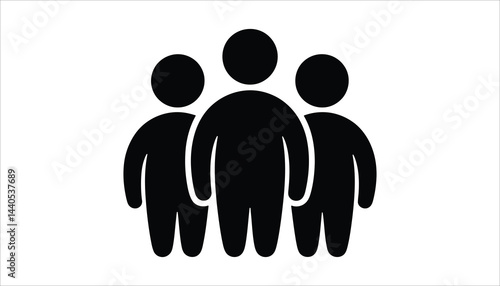 Group of People Icon, Silhouette Representation, Social Interaction Symbol