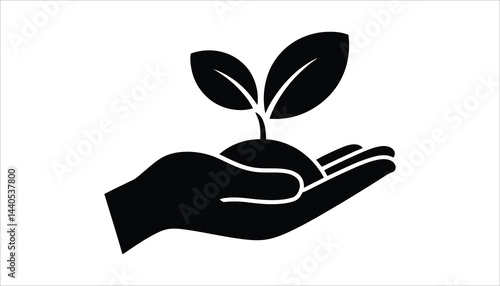 Plant Growing in Hand Vector Illustration