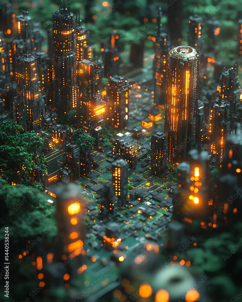 Fototapeta premium future city grid