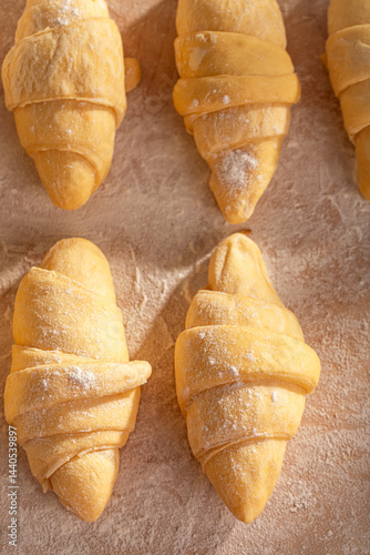 Sweet french croissants made of fresh ingredients