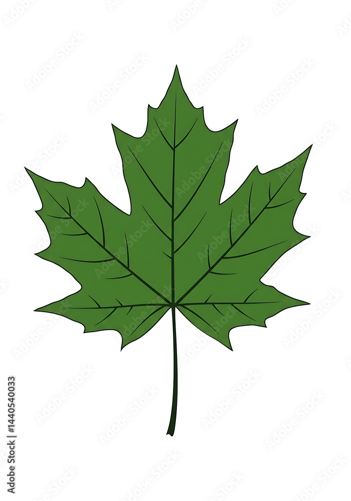 Fototapeta premium Single Green Leaf Illustration on White Background