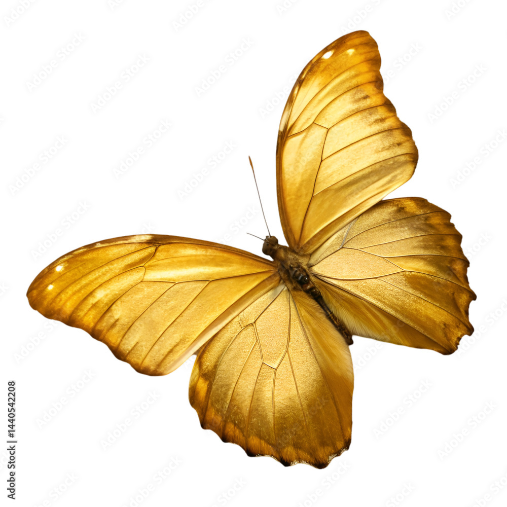 Fototapeta premium Golden butterfly isolated on transparent background