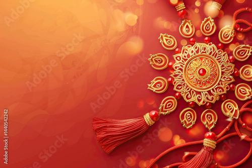 Greeting card with holiday composition for happy celebrate Raksha Bandhan, abstract vivid composition consists of fictional unreal fantastic vision on background for diverse creative work