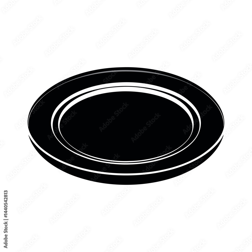 Black Vector Silhouette Traditional Plate Outline Black Vector Silhouette Traditional Plate Outline
