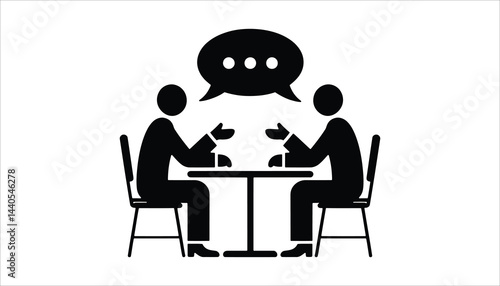 Two people sitting and talking with speech bubble icon high resolution picture